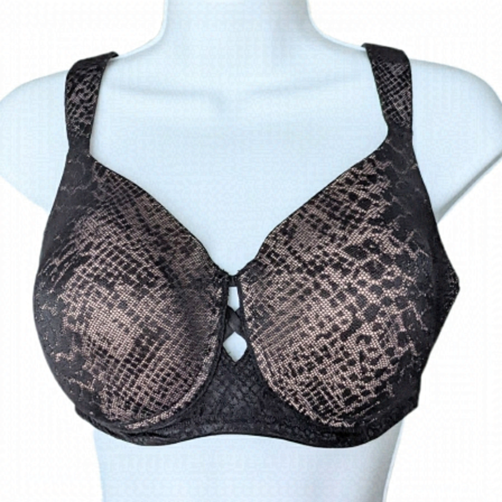 Voglio Eva lace wireless lightly ligned bra black nude size 40C